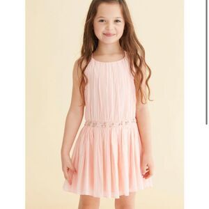 Velveteen Boutique pleated Andrea peachy dress gold party cute nwt